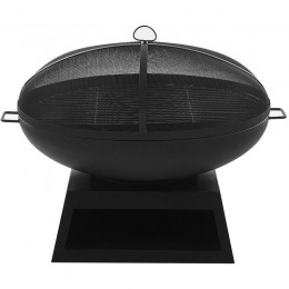 Braséro de jardin en acier noir avec grille barbecue SEMERU déstockage-20